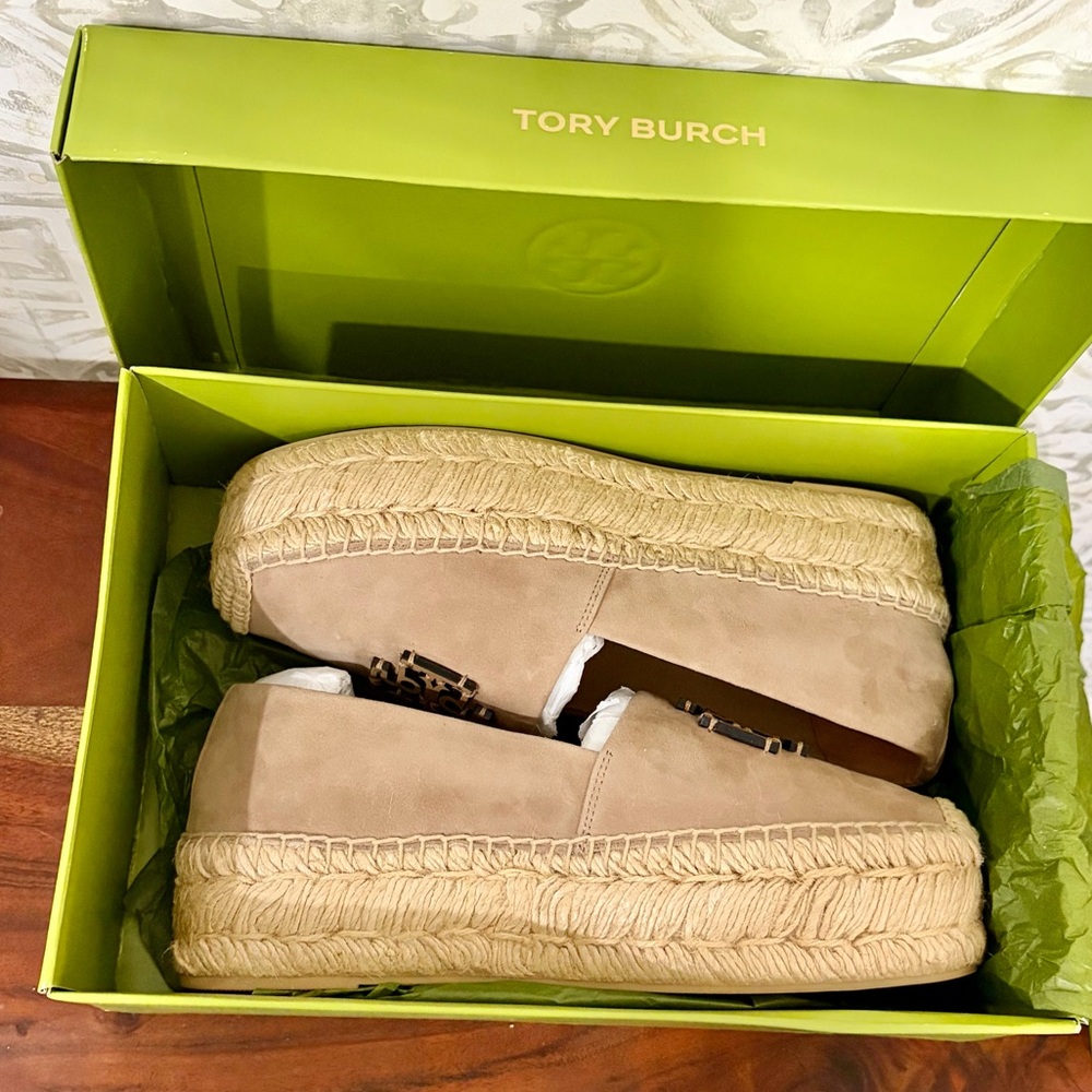Tory Burch Suede Platform Espadrilles in “Almond Flour” SZ 8, NEW IN BOX! $275 - Picture 12 of 12